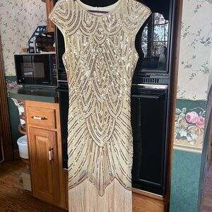 NYE Gold Sequin Flapper Dress